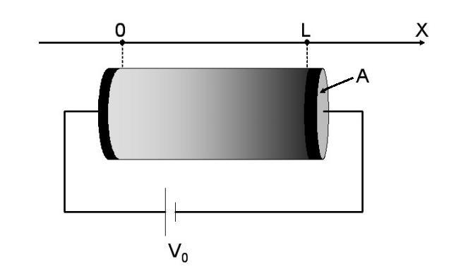 שאלה 5. שטח החתך של הגליל A. x נתון גליל המחובר למקור מתח V.
