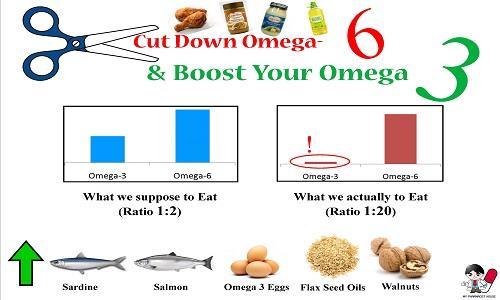 Esencijalne masne kiseline Antropološki dokazi pokazuju da su naši preci imali u ishrani zastupljen odnos omega-6 prema omega-3 masnim kiselinama 2:1, ali moderna ishrana je poremetila ovaj odnos na