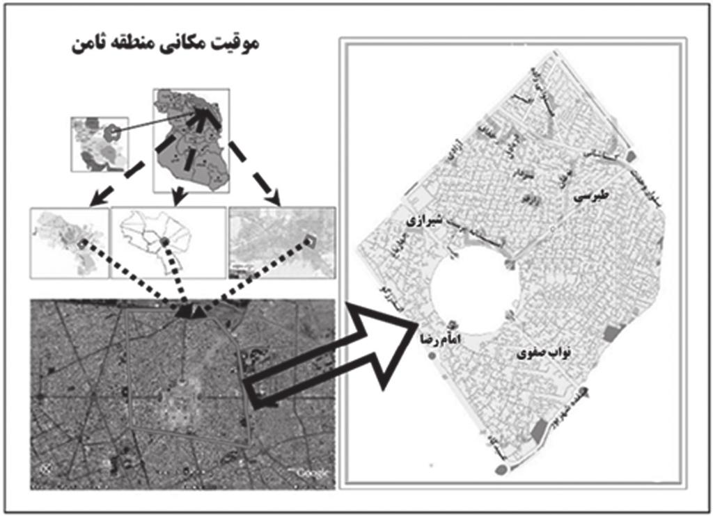 284 شكل 5: موقعیت حوزه مورد مطالعه مطالعه وضعیت این حوزه شهرداری نشان داده است که در طی دهههای گذشته تغییر و تحوالت زیادی در آن اتفاق افتاده است و این حوزه بافت قدیمی خود را از دست داده است )37.p.