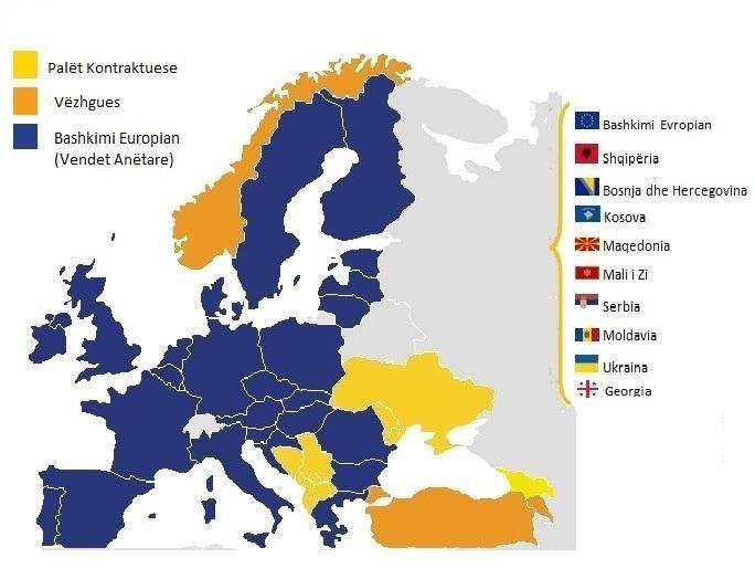 Palët Kontraktuese të KE janë: Shqipëria, Bosnja dhe Hercegovina, Kosova, Maqedonia, Mali i Zi, Serbia, Moldavia, Ukraina dhe Gjeorgjia.