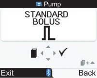 Boliuso švirkštimas standartinis boliusas Standartinio boliuso programavimas nuotoliniu būdu naudojant matuoklį 3 1. 2. 3. Main menu (pagrindiniame meniu) pasirinkite Pump (pompa) ir paspauskite.
