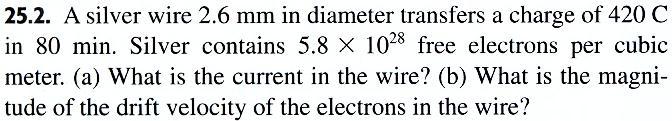 I = Q t = 420 (80) (60) = 0.0875 C/s Or A J = n q v d 0.0875 π (0.0013) 2 = (5.
