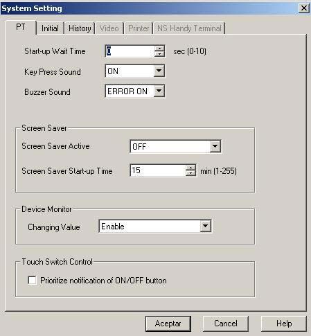 6.3 Áreas de memoria do PLC que van xestionar a pantalla System Setting.