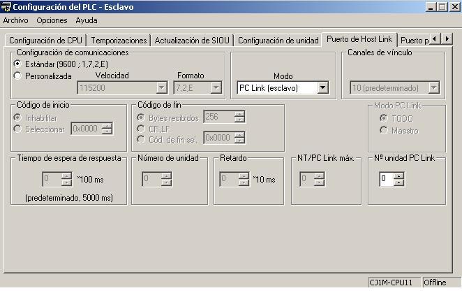 Aquí temos que configurar a velocidade de transmisión en Configuración de Comunicaciones.