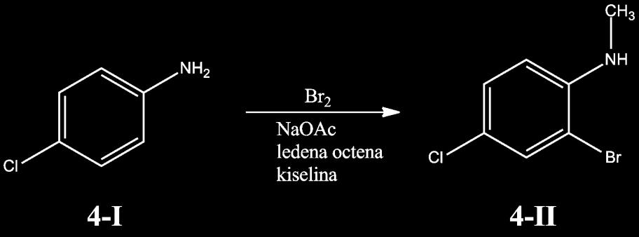 3. Sinteza diazepama 24 U smjesu 4-klor-N-metilanilina (4-I), natrijevog acetata i ledene octene kiseline polagano je dodavana otopina broma u ledenoj octenoj kiselini.
