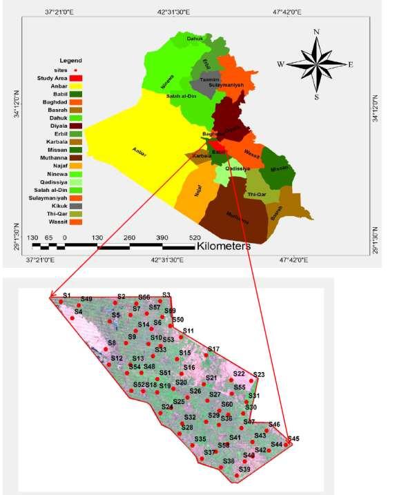 طه وآخرون )2014(, 310-298 :)1( 6 - انشكم) 1 (: يىضح يىلع ي طمة انذراضة بان طبة نهعراق يع يمطع تىضيحي ن ىالع اضتحصال انعي ات ي انحمم. 2.
