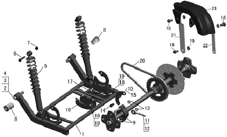 FRONT ARM 1 S003005 Nut M10*1.5 8 S010137 Bolt M10.*1.5*100 4 3 L0505011 ARM SET,L. FR. (UPPER) 1 4 H050580 CENTER SPACER 4 5 H0504080 BUSH,ARM 8 6 S0101460 BOLT,FLANGE (M10 1.