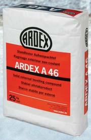 Be tirpiklių Maišymo santykis: vanduo E25 ARDEX K 14 25 kg 4,75 l 2 kg ARDEX K 15 25 kg 5,00 l 2 kg ARDEX K 70 25 kg 4,10 l 2 kg ARDEX