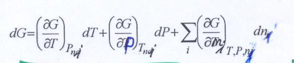 Gibbsove energije - pri konstatnom P i T promijena kemijskom potencijala je