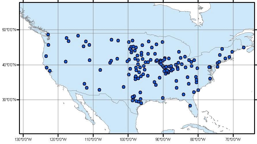 κλιµατικές ζώνες) Τρέχουσα µελέτη: πάνω από 10 000 σταθµοί από όλες τις ηπείρους µε µήκη χρονοσειρών άνω των 50 ετών 15 σταθμοί 1610 σταθμο-έτη Ζώνη 3(Β ΗΠΑ) Zone 4(Ν ΗΠΑ) 3 σταθμοί 35 ος παράλληλος