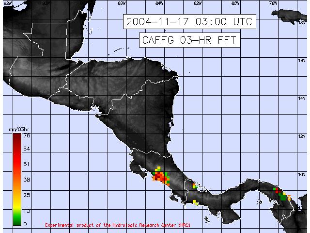 Συστήµατα καθοδήγησης Τελικό προϊόν από το καθοδηγητικό σύστηµα Central America Flash Flood Guidance System (CAFFG) Hydrologic Research Center (http://www.hrc-lab.