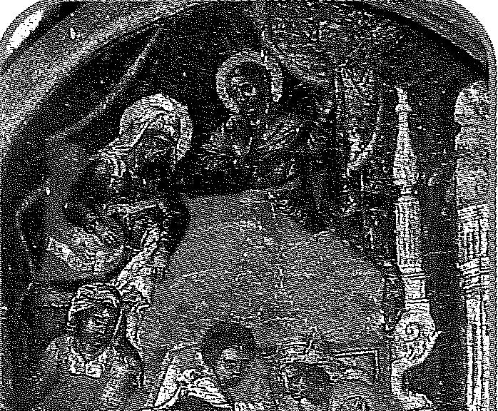 Η έκκεντρη θέση της κλίνης, το στρωμένο με κάλυμμα τραπέζι25, η παρατακτική απεικόνιση των νεαρών επισκεπτριών που προσέρχονται με τις προσφορές τους προς τη λεχώ και το κλασικό αρχιτεκτονικό βάθος