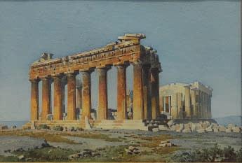 Ὑδατογραφία σέ χαρτί, 180 x 320 mm. Ὑπογεγραμμένο κάτω ἀριστερά: «Scarvelli».