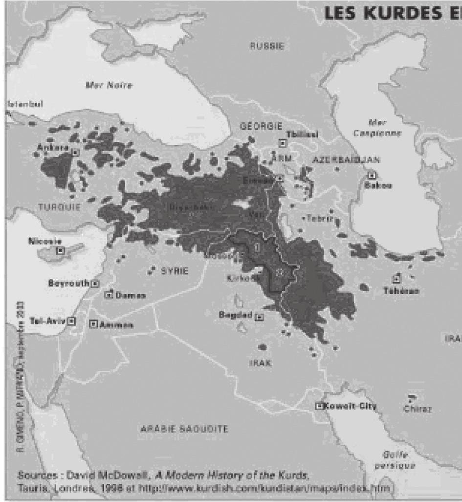 Χάρτης 3 VIII. ΓΕΩΠΟΛΙΤΙΚΕΣ ΟΨΕΙΣ ΤΟΥ ΚΟΥΡΔΙΚΟΥ ΖΗΤΗΜΑΤΟΣ ΣΤΟ ΝΕΟ ΙΡΑΚ.