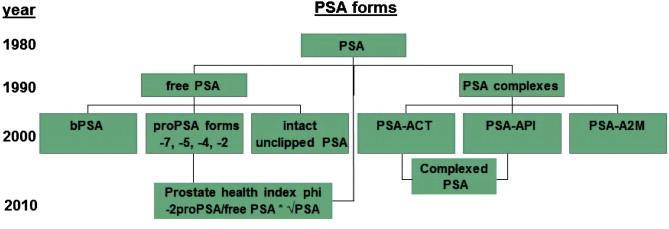 PSA και παράγωγα του PSA Η εξέλιξη PSA-ACT: Σύμπλοκο PSA-α1 αντιχυμοθρυψίνης PSA-AΡΙ: Σύμπλοκο PSA-αναστολέα α1
