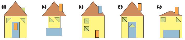 Cilët shtëpi janë formuar nga pjesë të njejta në formë trekëndëshe ose drejtkëndëshe?
