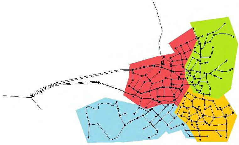 Κεφάλαιο 7: Χωρισμός δικτύου σε DMAs 7.1 Σενάρια χωρισμού του δικτύου σε DMAs Η πρώτη προσπάθεια χωρισμού του δικτύου έγινε βάσει των σεναρίων κλειστών αγωγών από την διαδικασία της βελτιστοποίησης.