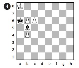 (+) J. Moravec, 28 Rijen 1925 1.c7 [1] 1 Lc6+ 2.b7 [+3] 2 Lxb7+ 3.Kb8 Kb6 4.b5 [+1] Φυσικά το 1.b7? δεν αποδίδει λόγω του 1 Lxc6! Μετά από 1.c7! Lc6+ είναι απαραίτητη η θυσία 2.b7! καθώς το 2.Kb8? Lb7 3.