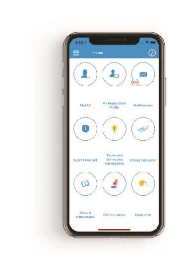 EAC Mobile App: Παράθυρο στο ψηφιακό μέλλον Στοιχεία λογαριασμού Ιστορικό κατανάλωσης Ηλεκτρονικός λογαριασμός Εξόφληση λογαριασμού Άμεση ενημέρωση για