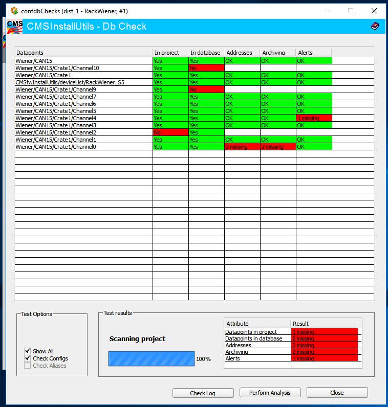 CHAPTER 6. THE CMS CENTRAL DCS Figure 6.4: The main screen of the comparison mechanism.