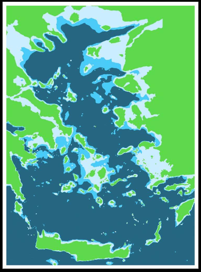 Στο τέλος του Πλειόκαινου (περίπου πριν από 2,4 εκατομμύρια χρόνια), η θάλασσα είχε κατακλύσει το βόρειο Αιγαίο, η «Κυκλαδική μεγαλόνησος» έχει κατακερματιστεί με θαλάσσιες διαύλους σε περισσότερα