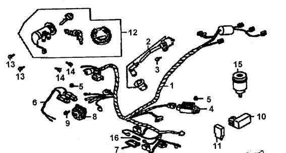 35. WIRING HARNESS Ref# Part# Description Qty Linhai Code Control Code 1 50271 MAIN HARNESS 1 LH50QT 2.13.1.1 2C013010100 2 50272 IGNITION COIL 1 139FM.14.