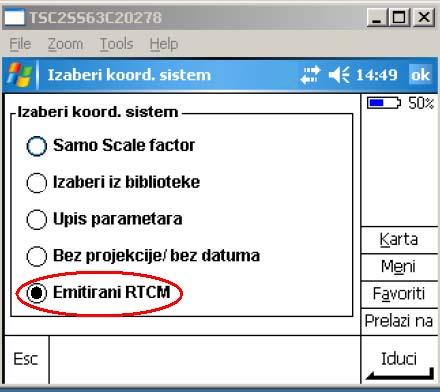 Odabir odgovarajućeg koordinatnog