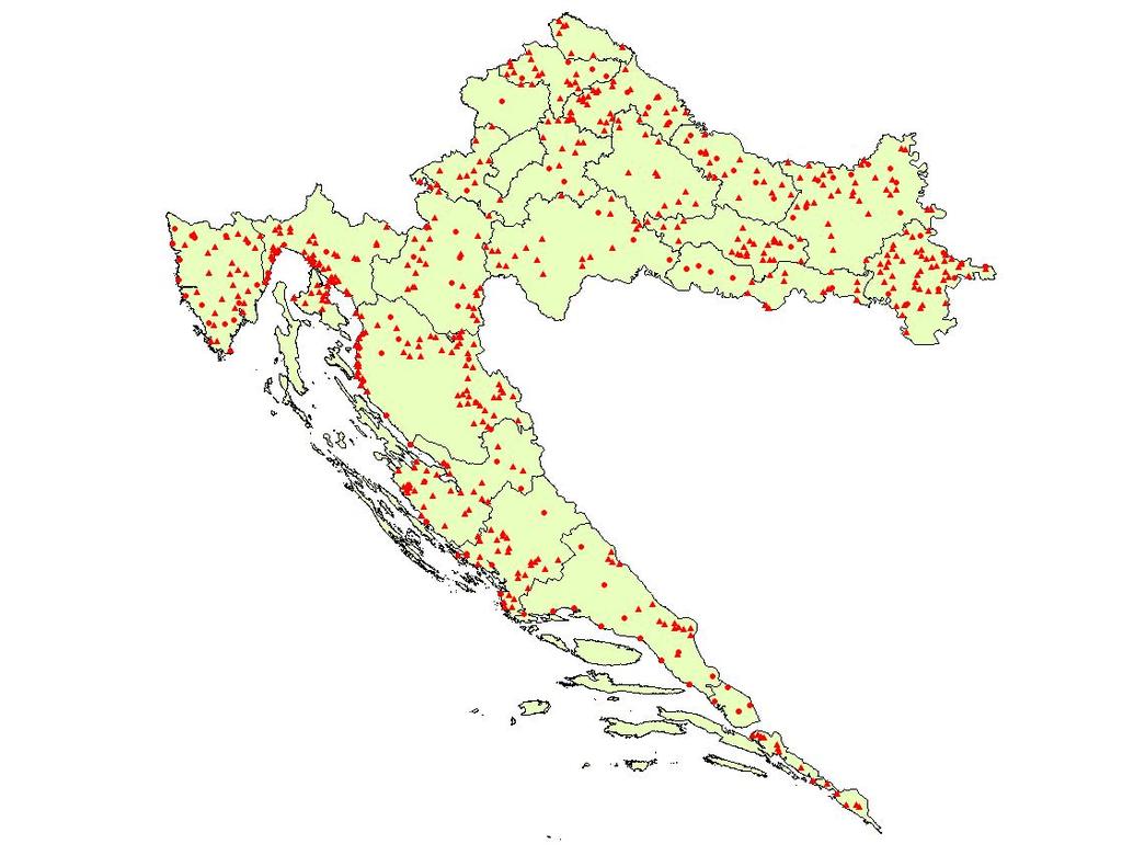 Pregledna karta točaka korištenih za