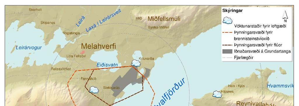 4 Loftgæði Árið 215 voru fjórar loftgæðamælistöðvar í rekstri, þ.e. að Kríuvörðu, á Stekkjarási, Gröf II og á Hálsnesi (mynd 4.1).