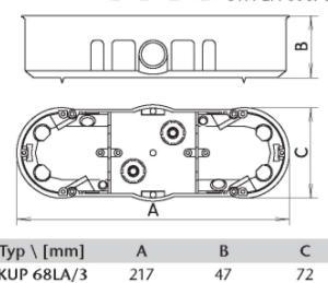 68mm Βάθος: 48mm 2 βίδες στήριξης για διακόπτη