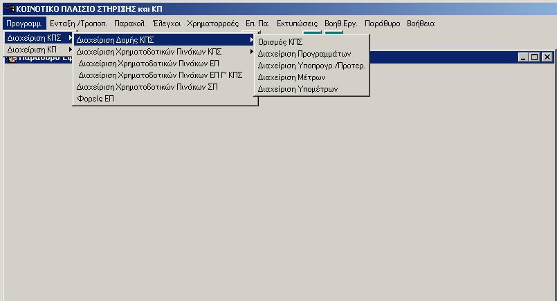 2.3 ΟΘΟΝΗ ΕΠΙΛΟΓΗΣ ΛΕΙΤΟΥΡΓΙΩΝ Η οθόνη επιλογής λειτουργιών έχει τη δοµή menu επιλογών σε οριζόντια λίστα (bar menu) ή και σε κάθετη λίστα (pulldown menu).