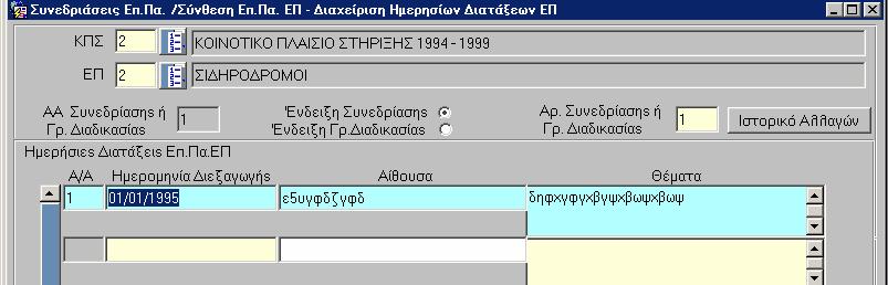 Τα στοιχεία των Μελών της Επ. Πα. καθώς και του ρόλου που είχαν επιλέγονται από τις λίστες των προεπιλεγµένων τιµών.