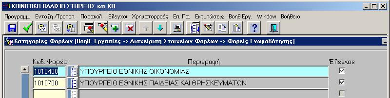 10.8.3 Φορείς Γνωµοδότησης Στο αρχείο αυτό καταχωρίζονται οι φορείς που γνωµοδοτούν για τα Έργα των ΕΠ του ΚΠΣ και ΚΠ.