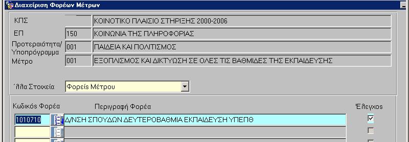 ή µε την πληκτρολόγηση του κωδικού του φορέα.