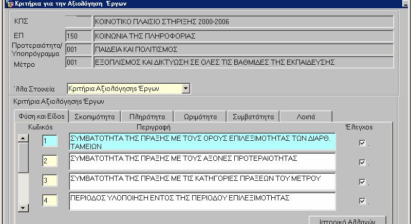 αντίστοιχα σε επίπεδο µέτρου). Οι κατηγορίες ενέργειας και οι περιοχές παρέµβασης καταχωρίζονται όλες στο µέτρο και µετά στα υποµέτρα που η κάθε µία ανήκει.