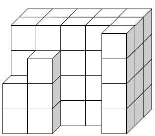 ΑΣΚΗΣΗ 3 η : 4 ερωτήσεις πολλαπλής επιλογής Να μελετήσεις το πιο κάτω κυβοειδές το οποίο αποτελείται από μικρά κυβάκια ακμής 1 εκ.