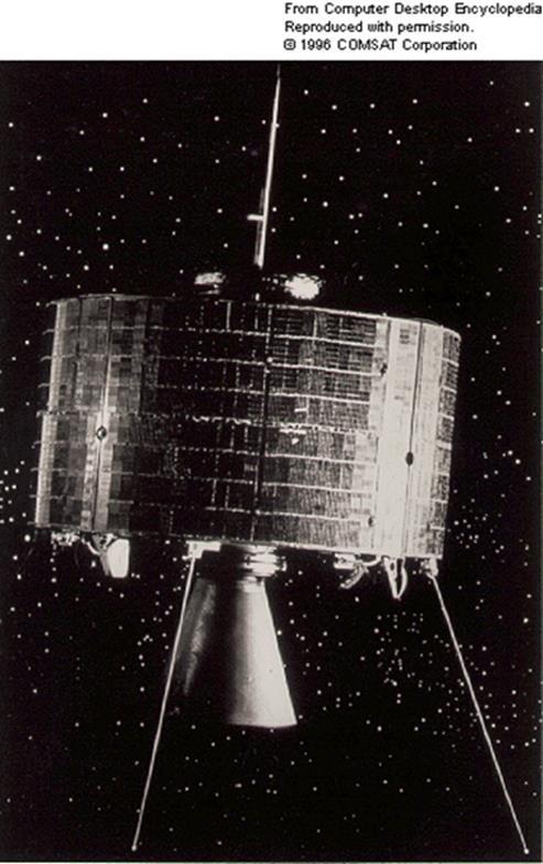 σήματος 1963-1964: Οι πρώτοι γεωστατικοί δορυφόροι (SYNCOM III) 1965: Σε τροχιά ο πρώτος εμπορικός δορυφόρος Ιntelsat I (Early Bird) Ακολουθεί ο Ιntelsat IΙ με δυνατότητα