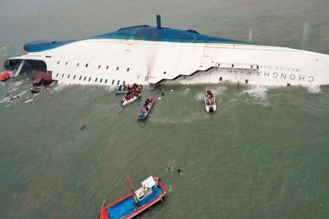 161 Σχ. 5.6 Η ανατροπή και βύθιση του πλοίου Sewol. πλοίο άρχισε να παίρνει νερό και η ανατροπή άρχισε 16 ν.μ. ανοικτά της ΝΔ Κορεάτικης ακτής.