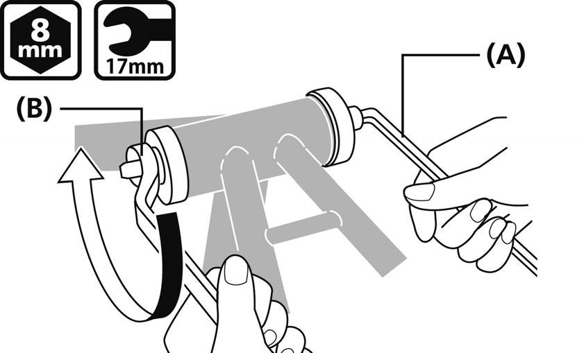 Τοποθετήστε το αυθεντικό εργαλείο της Shimano στη μεσαία τριβή. (A) TL-BB12 3.