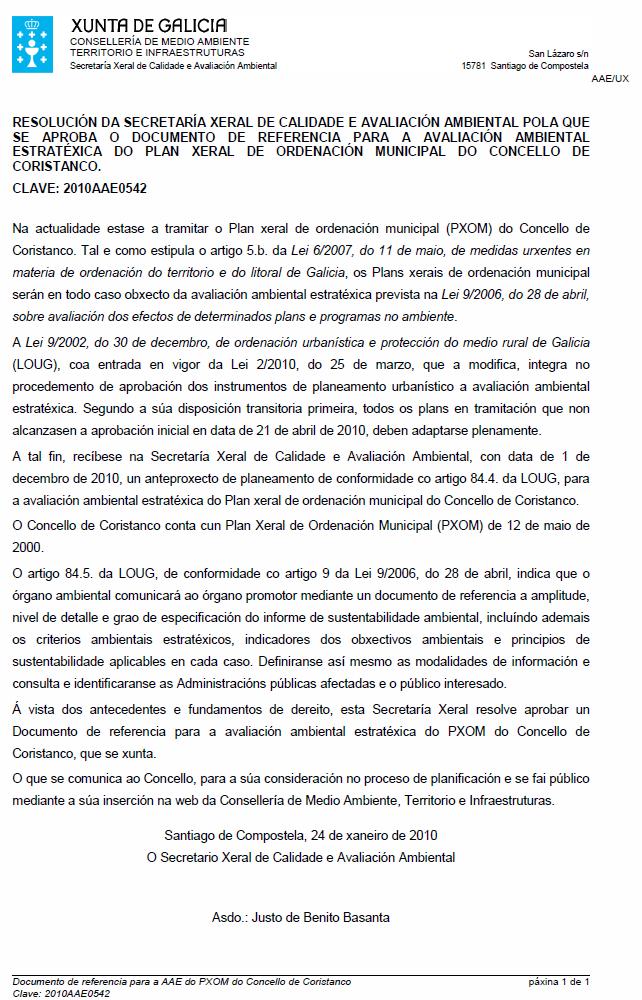 1 DOCUMENTO DE REFERENCIA PLAN XERAL DE