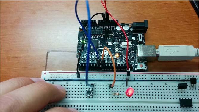 Προγραμματισμός Arduino Ψηφιακή είσοδος Παράδειγμα: σβήσιμο LED με push button const int ledpin = 8; // LED connected to digital pin 8 const int inpin = 7; // pushbutton connected to digital pin 7