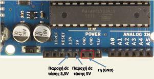 Οι μέγιστες τιμές είναι 6 20V 9 Arduino Uno Τροφοδοσία Το Arduino παρέχει μέσω ειδικών ακροδεκτών : Τάση 5V