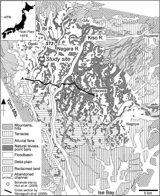 94 /+, Fig + + Hori et al,*++ Landform classification map of the Nobi Plain Modified after Hori et