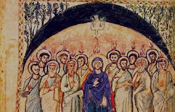 Μεταεικονομαχικά, η εικόνα της Πεντηκοστής παρουσιάζει υπερώο. Είναι το υπερώο που διέμεναν οι απόστολοι μετά την Ανάληψη του Κυρίου.