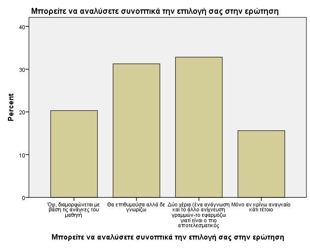 ύο χέρια (ένα ανάγνωση και το άλλο ανίχνευση γραµµών-το εφαρµόζω γιατί είναι ο πιο αποτελεσµατικός Και σε επόµενη θέση οι: Όχι, διαµορφώνεται µε βάση τις ανάγκες του µαθητή Μόνο αν κρίνω αναγκαίο