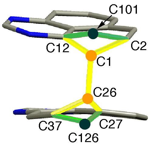 Figure S3 The disordered arrangement and numbers of atoms for definition method for setting two atoms. The distances of C1 C2, C1 C12, C26 C27, and C26 C37 were defined to be 1.51 Å S1.