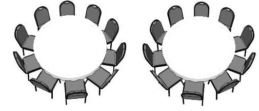 Wiskundige Geletterdheid/V2 4 DBE/2014 (b) Bereken die hoeveelheid loopspasie tussen twee tafels by die plek waar hulle die naaste aan mekaar is, indien die toegelate spasie per stoel 45 cm is.