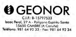 Geonor Servicios Técnicos, S.L. www.geonor.es PI Espíritu Santo, Calle Isaac Peral, 27A 15650 Cambre. A Coruña T-981649233 F-981649234 Fecha : 02/01/2013 info@geonor.