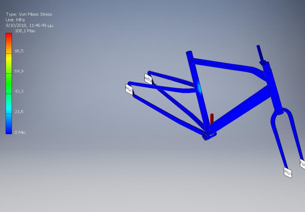 Load Type Bearing Load Magnitude 800,000 N Vector X 0,000 N Vector Y -800,000 N Vector Z 0,000 N Οι εικόνες που ακολουθούν αφορούν τις τάσεις οι οποίες έχουν αναπτυχθεί.