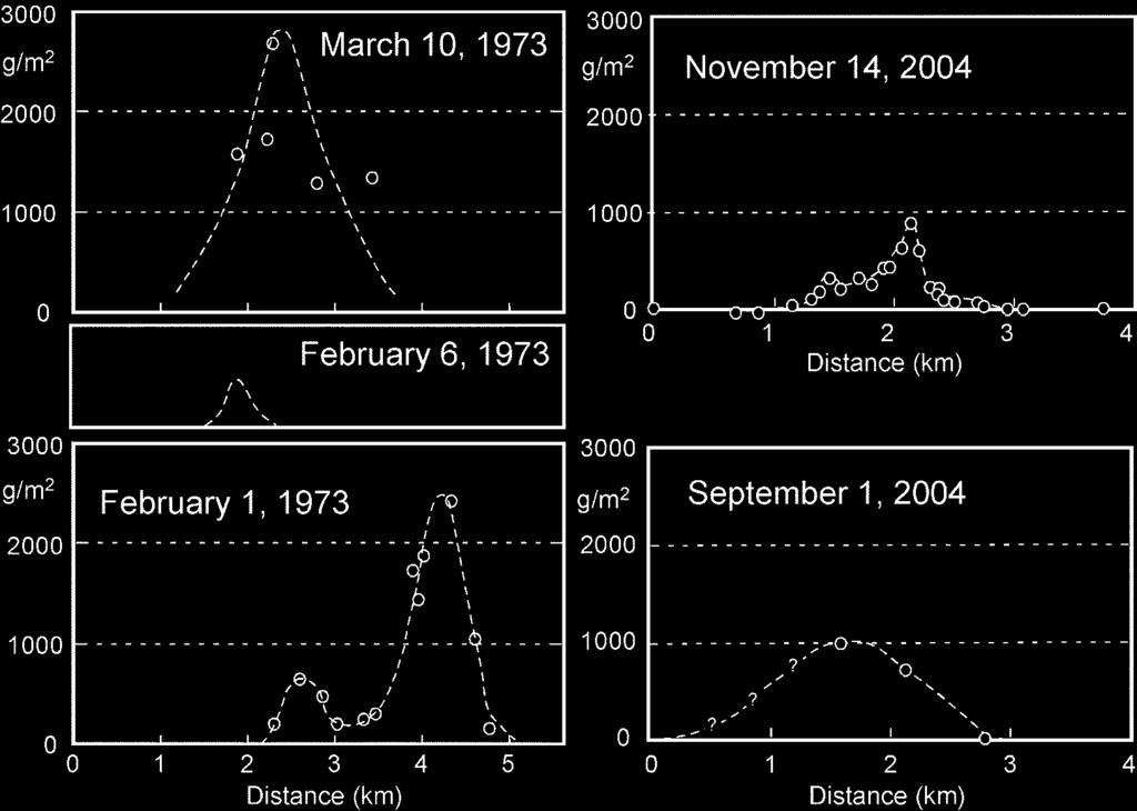 eruption were counted in the automatic processing system, WIN-system. The data in the Sannotorii station for the +31- eruption (counted on the drum recorder) were from Shimozuru et al. (+31/).